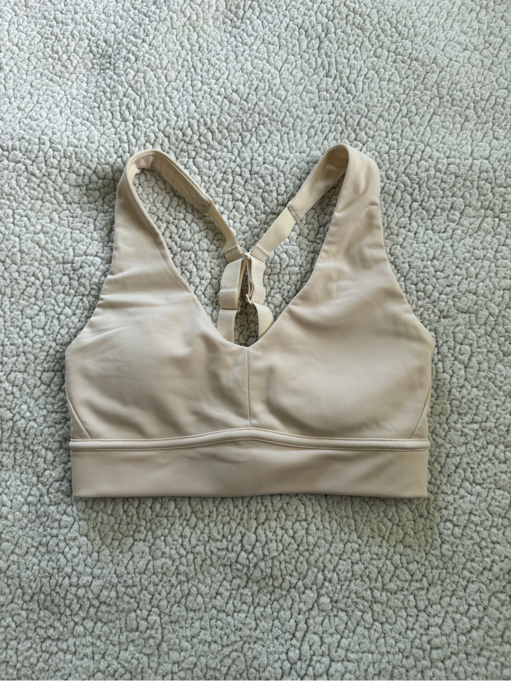 Fabletics Nude Beige V-Neck Racerback Sports Bra
